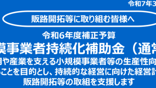 小規模事業者持続化補助金＜一般型・通常枠＞の公募要領公開