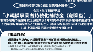 「小規模事業者持続化補助金＜創業型＞ (第3回)」の公募要領を公開について
